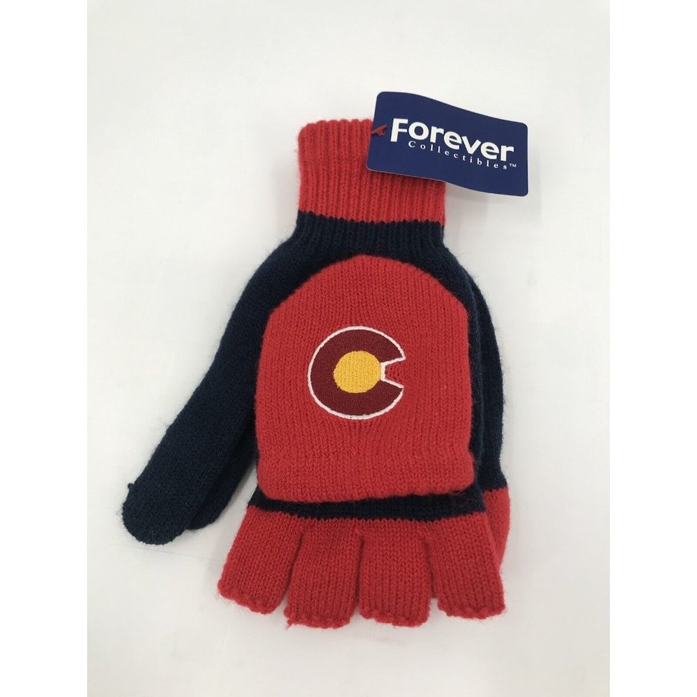 Colorado Gloves That Turn Into Mittens‎ Knit Red Blue New